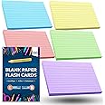 SOL 300pk Lined Paper Flash Cards, A6 Revision Cards for Study & Organisation, Portable Vibrant Coloured Index Cards, Durable & Smooth for Students & Teachers, Blank & Customisable for Writing Notes