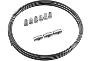 AUPROTEC 2m Tubo di Freno Ø 4,75 mm Kit + 6 raccordi maschi + 3 connettori M10 x 1 DIN 74 234 Set di Tubi di Acciaio e Accessori dei Freni per Svasatura DIN F