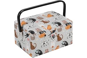 Hobby Gift Medium Sewing Craft Storage Box, 18.5 x 25.5 x 14.5cm, Cats