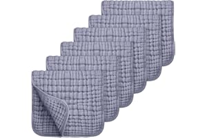 Looxii Muslin Burp Cloths 100% Cotton Large 25x50cm Extra Soft and Absorbent 6 Pack Baby Burping Cloth Muslin Squares for Newborn Boys Girls Fog Blue