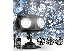 NACATIN Outdoor Christmas Projector Lights, Dual-Head Snowflake Snow Projector with Remote, Timer, IP65 Waterproof for Garden, Yard, Wall Decor