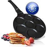 endusor Induction Pancake Pan (&Oslash;26 cm) non-stick 7 holes | Electric Ceramic Gas, for Fried Eggs Pancakes Pancakes