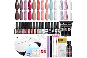 Gel Nail Polish Set with 36W U V Lamp Starter Kit, Phoenixy Gel Nails Kit with Poly Nails Soak Off UV Nail Polish Complete for Women (13+3pcs Gift Set)