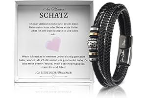 Ahnona Geschenke Für Männer - Ich Liebe Dich Geschenke für Männer, Für Freund, Lederarmband Herren, Geburtstagsgeschenk Für Männer, Geschenk Für Ihn, Mit Gravur