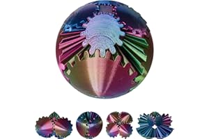 SHEETA 3D Printed Gear Ball Fidget Toy - Steampunk GearSphere Spinner, Durable Smooth Rotation Stress Relief Desk Gadget, Unique Birthday for Teen Boys & Adults (Holographic)