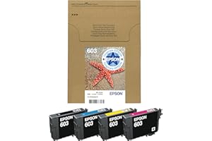 Epson Serie 603 Stella Marina - Cartucce originali per Stampante getto d'Inchiostro, Multipack 4 colori (Nero, Ciano, Magenta, Giallo) Standard, Stampa fino 130 pagine colori/150 Black, Pack EasyMail