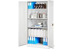 Jan Nowak Armadio da Ufficio C001H XL Archivio per Officina in Metallo Verniciato a polvere Chiudibile 195 cm x 90 cm x 40 cm (Bianco)