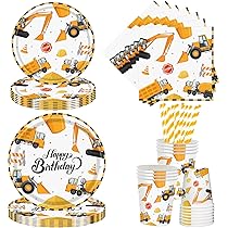 Set Stoviglie Tema Costruzioni Per Feste - Piatti, Bicchieri, Tovaglioli E Tovaglia Compleanno