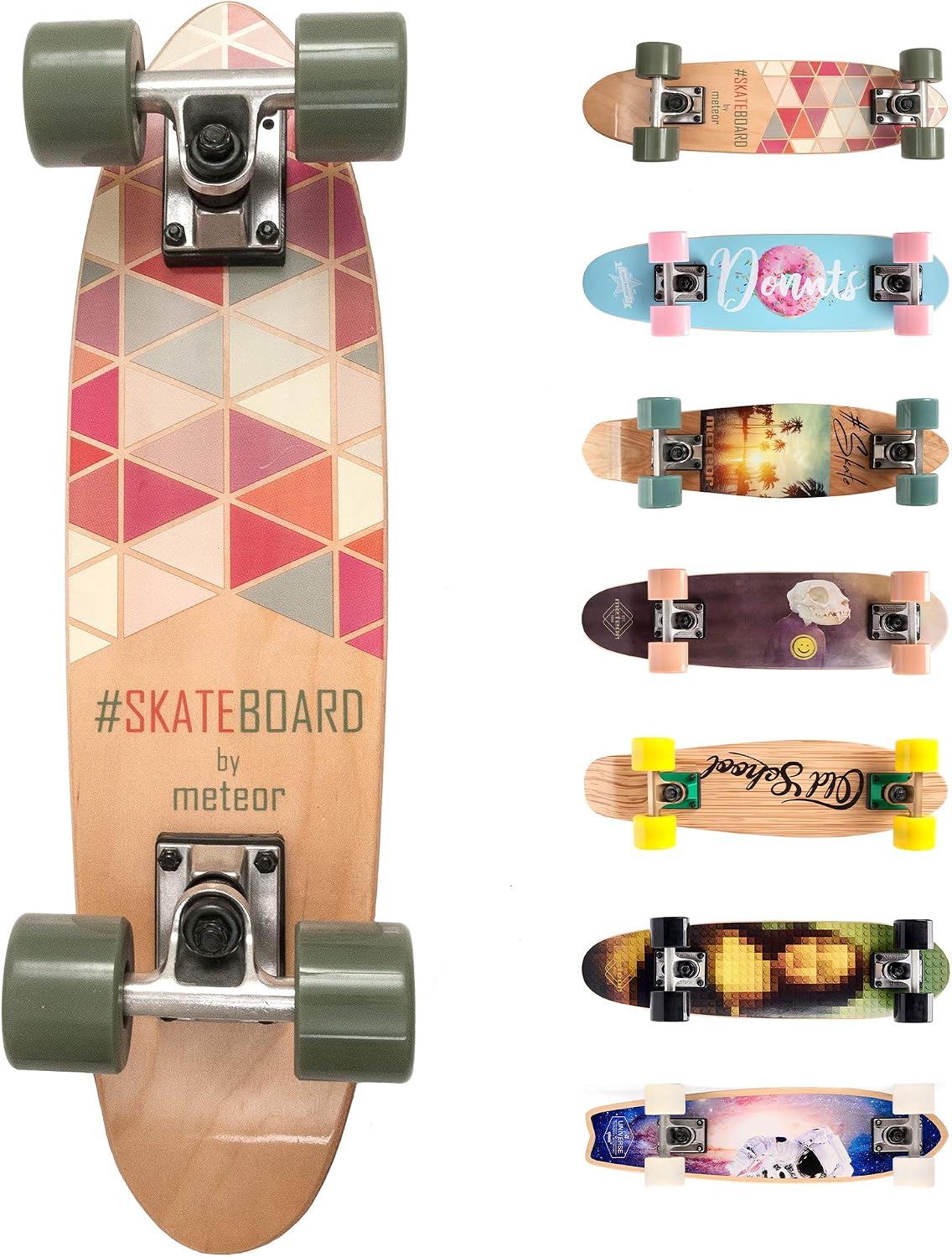 meteor Monopatín patineta Retro Madera Skateboard Completo niños jóvenes Adultos Mejor Calidad Robusto Ligero Ruedas un Skateboard Madera