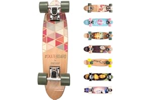 meteor Fancy Board Vintage Mini Cruiser Complete Bois véritable Érable Canadien Skateboard Ridge Mini Skate Planche a roulettes rétro 55 cm / 22 "