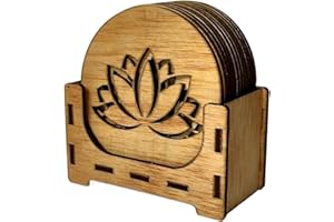 CRISPHY Fiore di loto Yoga Sottobicchieri - Sottobicchieri in legno Set di 12 pezzi 9x9 cm - Sottobicchieri per caffè e tè - Fiore di loto Yoga per la purificazione e la meditazione - Simboli spirituali Yoga