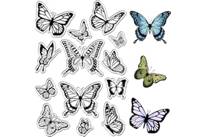 CRASPIRE Farfalla Timbri in Gomma Trasparente Insetti Animali Riutilizzabili Retro Trasparente Sigilli in Silicone per Timbri per Diario Creazione di Carte Scrapbooking Album Fotografico Decorativo