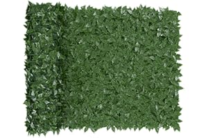 BRICOZONE Siepe Artificiale Ultra Coprente 1.5x3m Frangivento Ornamentale con Folte Foglie Sintetiche di Edera/Lauro per Balcone, Terrazzo, Giardino Rete Anticaduta per Recinzioni Verde Scuro