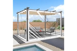 Ezcasch Bâche Transparente avec Œillets, Taille Personnalisée Jusqu'à 10x10m, 420g/m² PVC Bache Transparente Imperméable, Bache Exterieur Impermeable pour Terrasse, Jardin avec Corde et Attache