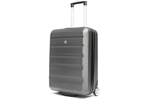 Aerolite 55x40x20cm Lufthansa Eurowings TUI SunExpress Condor Ryanair Priority 2 Rollen Leichter Hartschale Bordgepäck Handgepäck Handgepäckkoffer Kabinentrolley Trolley Koffer 55x40x20 Grau