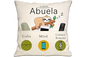 Bommex Funda de Cojín Divertido para la Abuela y Nietos con 3 Bolsillos - Regalo del Día de la Madre, 18x18 Pulgadas