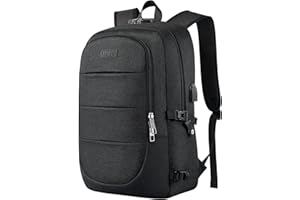 AMBOR Sac à Dos Ordinateur Portable, Sac a Dos Grande Capacité Homme Femme Imperméable 18.4 Pouces avec USB Charging Port Sac a Dos PC Portable pour Loisir Noir