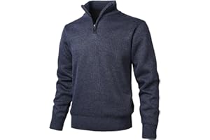 Herothorn Pullover in Pile da Uomo con Collo Alto e Zip - Felpa in Micropile 1/4 di Zip a Manica Lunga Leggera Lavorata a Maglia - Pullover a Maglia Grossa Ispessita