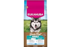 Eukanuba Hundfoder spannmålsfri med fisk för stora raser, premium torrfoder utan spannmål för vuxna hundar, 12 kg