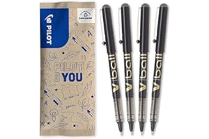 PILOT - Lot de 4 V-ball 07 - Stylos roller à encre liquide pointe moyenne, écriture fluide et précise - séchage rapide, couleur d'encre vive ne fuit pas - Noir - Pointe moyenne