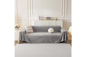 MYSKY HOME Sofa Überzug Kratzschutz Sofa Katze - Sofabezug 3 Sitzer, Sofaüberwurf Waschbar, Couch Überzug L Form, Überwurfdecken für Sofa Schutzdecke, Sofaschoner 230 x 340cm, Grau