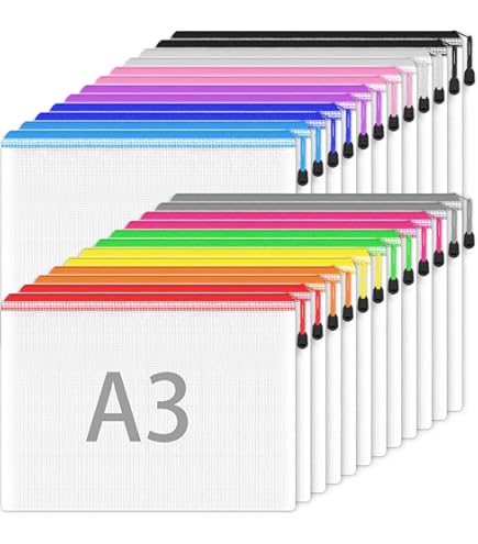 MIVIDE 25 Stück Dokumententasche A3, Dokumentenmappe Reißverschluss