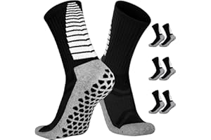 VOBUKE 3 Paires Chaussettes de Foot Antidérapante Chaussettes Sport Respirable Anti Ampoules Chaussette Grip Football Chaussettes Athletisme Compression pour Basketball Randonnée Trekking