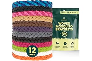 Green Haven Natural Mosquito Repellent Bracelets -12 Pack Adjustable Insect Repellent Bracelet for Kids & Adults, 300-Hour Mosquito Protection Bands, Assorted Color Braided Design