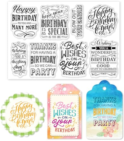 Lavendar Stamp Arbuya Clear Stamps Set - Happy Birthday Thank You ...