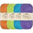JubileeYarn Baby Soft Bamboo Cotton Yarn - 50g/Skein - Shades of Tropical Colors - 4 Skeins