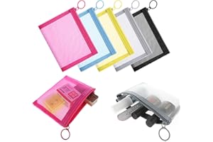 PEOVLVN 5 sztuk mini kieszeni z siatki z zamkiem błyskawicznym, mała kieszonka, organizer, mini kosmetyczka, 14 x 10 cm, torba na makijaż, kieszeń z siatki, zamek błyskawiczny, kieszenie na szminkę,