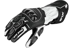 ‎XLS XLS Motorradhandschuhe Leder mit Protektoren in Schwarz Weiß (S)