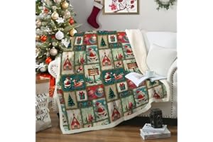 ‎WONGS BEDDING WONGS BEDDING Weihnachts Kuscheldecke 150x200 Sherpa Decke Grüner Elch Fleecedecke Reversibel Sofadecke Couchdecke weiche warm Wohndecke als Christmas Geschenk für Sofa Bett