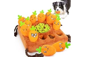 beetoy Squeaky Carrots Enrichment Dog Puzzle Mental Stimulation Toys, Hide and Seek Carrot Farm Treat Dispensing Dog Toys, Snuffle Interactive Toys for Small Medium and Large Dogs