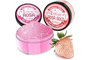 Essbarer Glitzer für Getränke - Fidton 2 Farbe Lebensmittelfarbe Pulver Set, Glitzer Essbar für Torten, Fondant, Donut, Edible Glitter für Getränke, Cocktail, Essbares Glitzer Rosa Gold und Rosa - 5 g