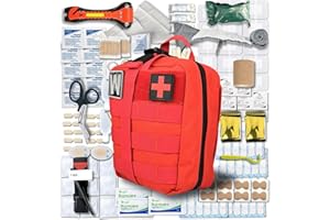 WONCROW ® Botiquin de Primeros Auxilios Completo - Accesorios de Camping Viaje Coche Moto - Kit Supervivencia con Tiritas Gasas Estériles Tijeras Enfermeria Sutura y Herramientas Militar Viajes Camper