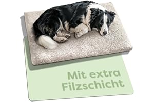 Knupis Selbstheizende Hundedecke - Große Hundematte 90x60 cm - Waschbarer Bezug - Kuschelig weiche Wärmematte ohne Strom - Mit Rutschfester Unterseite - Heizdecke für Hunde(Grau)