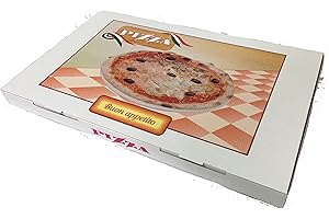 ALFINCART Scatola per pizza - Confezione da 100 pezzi - cm. 34x56x5 - Box in cartone per maxi pizze da asporto - Contenitore per pizza idoneo al contatto diretto con gli alimenti