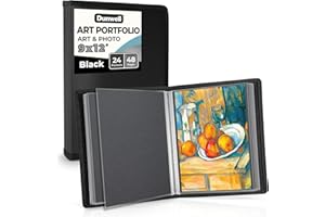 Dunwell Art Portfolio, 22.9x30.5 cm – (schwarz, 1 Pack), Portfolio-Ordner für Kunstwerke, Präsentationsbuch mit 22.9x30.5 cm Blattschutz, 24 Taschen, 48 Seiten, Ordner für Kinder, Kunst, Zeichenbuch