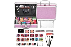 Anpro Estuche de Maquillaje Todo en Uno con Set de Maquillaje Pro Teen, Kit Completo de Cosméticos con Pinceles de Maquillaje, Pintalabios, Paleta de Sombras de Ojos, Colorete, Violeta Claro