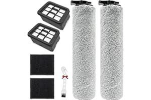 KiimSin accessoires pour BISSELL CrossWave HF3 3598N Pièces de rechange pour aspirateur eau et poussière, 2 brosse rotative + 2 filtres Hepa + 1 brosse