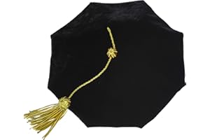GraduationMall Doctoral Tam Troddel aus Samt, Goldfarben Gr. Einheitsgröße, Black-8 Sides