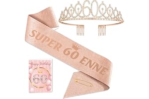 Toctax Fascia Corona Compleanno Personalizzata con Biglietto, Regali Gadget per 18 30 40 50 60 70 80 Anni, Idee Regalo e Decorazione per Donna