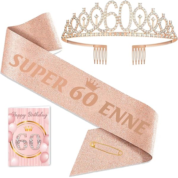 Set di diadema per compleanno corona, diadema con strass e corona per donne, fasce personalizzate, 50& FABULOUS per Feste di Compleanno o Torte di Compleanno Decorazioni