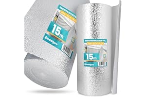 INSTALGURU Isolant Thermique Feuille 3x0,5x15m Isolation Durable Réflecteur Chaleur Radiateur Barrière Réfléchissante Économie d'Énergie Usage Générale Rouleau Isoler Thermiquement
