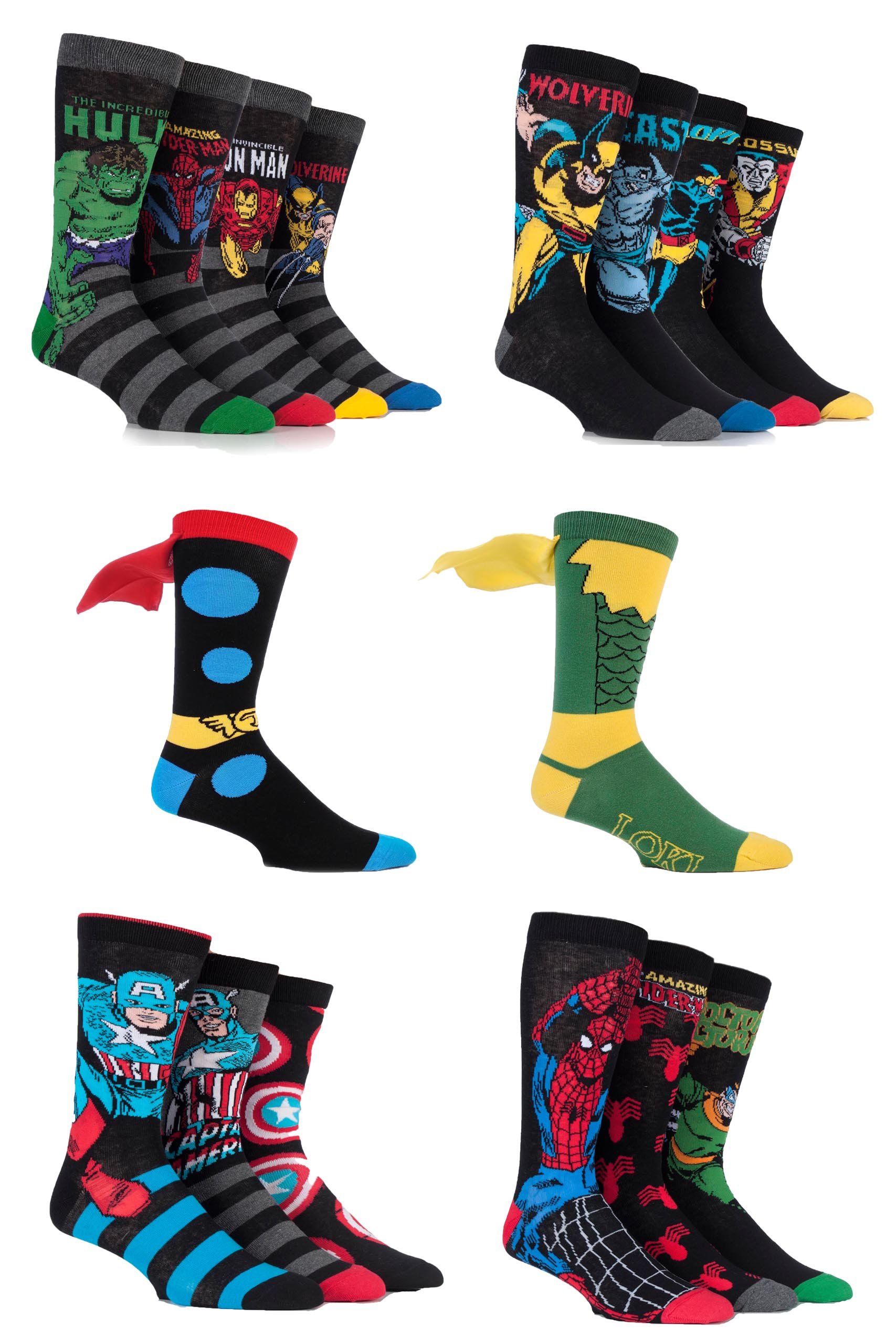 Herren-16-Paar-Marvel-Avengers-Assemble-frisch-Sockenschublade-Kollektion-Socken