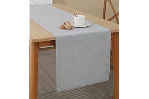 XNSHUN Tischläufer Leinenoptik Tischwäsche, Abwaschbar & Fleckenabweisend Table Runner, Läufer Tisch Deko Tischband Tafeltuch Tischtuch, Tischläufer Für Esszimmer Party Urlaub Dekoration (Grau,40 x 140cm)
