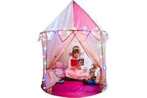 Kids Play Tent for Girls; Multi-Coloured Star Lights & Toy Rainbow Frog. Compact Size Kids Play Tents-105 cm wide. Pop Up Tent for 3 4 5 6 7 Year Old Girls – Indoor/Outdoor play tent