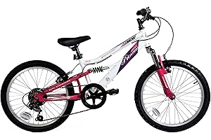 Basis Bikes Princess 20" Girls Full Suspension Mountain Bike - White/Pink