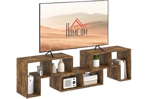 HOMCOM TV Stand for TVs up to 75 Inches, Free Combination TV Unit with Storage Shelves, Extendable Entertainment Centre for Living Room, Rustic Brown